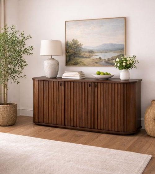 Aparador Rikaya con 3 Puertas de Madera de Acacia y MDF