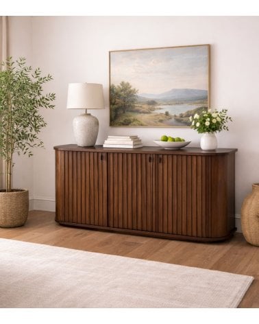 Aparador Rikaya con 3 Puertas de Madera de Acacia y MDF