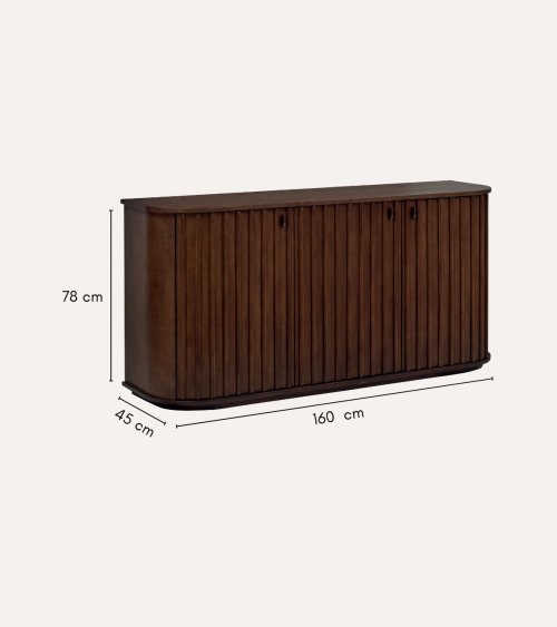 Aparador Rikaya con 3 Puertas de Madera de Acacia y MDF