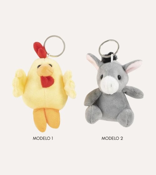 Llavero Peluche de Pollito o Burro de Poliéster