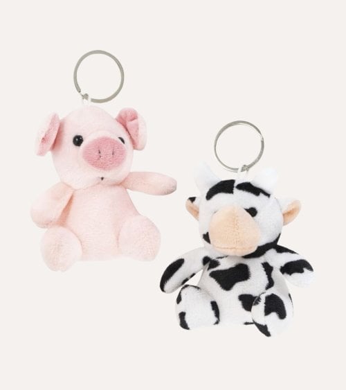 Llavero Peluche de Cerdo o Vaca de Poliéster