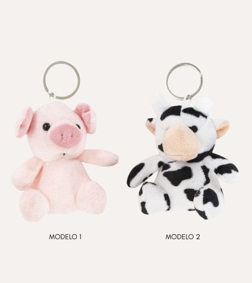 Llavero Peluche de Cerdo o Vaca de Poliéster