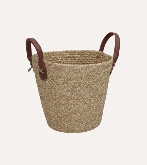 Cesta Teresa con Asas de Fibra Tejida