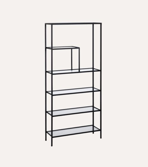 Estantería Asimétrica con 5 Niveles de Hierro y Cristal