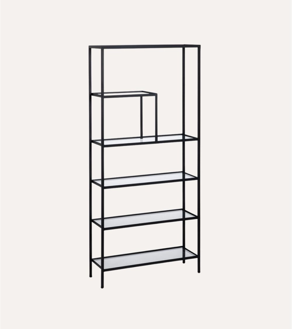 Estantería Asimétrica con 5 Niveles de Hierro y Cristal