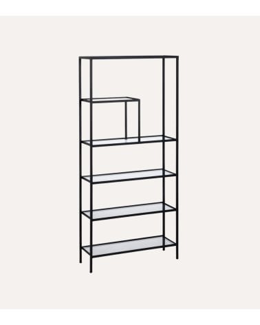Estantería Asimétrica con 5 Niveles de Hierro y Cristal