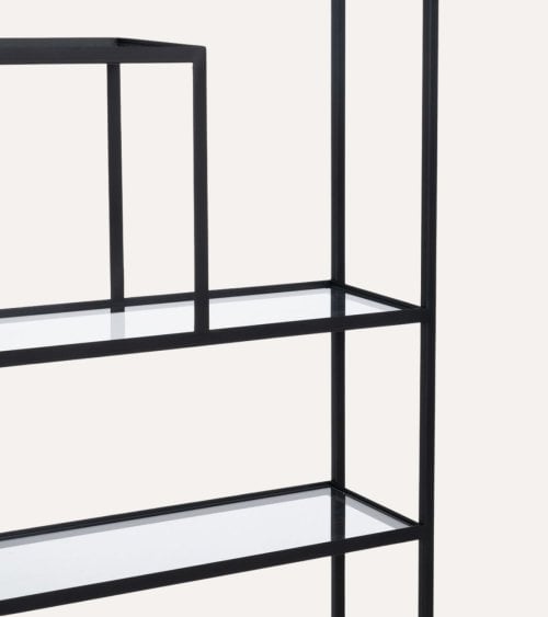 Estantería Asimétrica con 5 Niveles de Hierro y Cristal