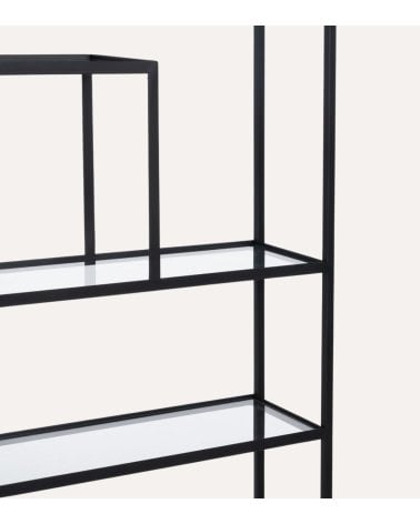 Estantería Asimétrica con 5 Niveles de Hierro y Cristal