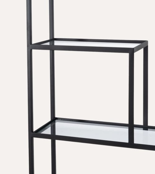 Estantería Asimétrica con 5 Niveles de Hierro y Cristal