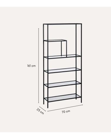 Estantería Asimétrica con 5 Niveles de Hierro y Cristal