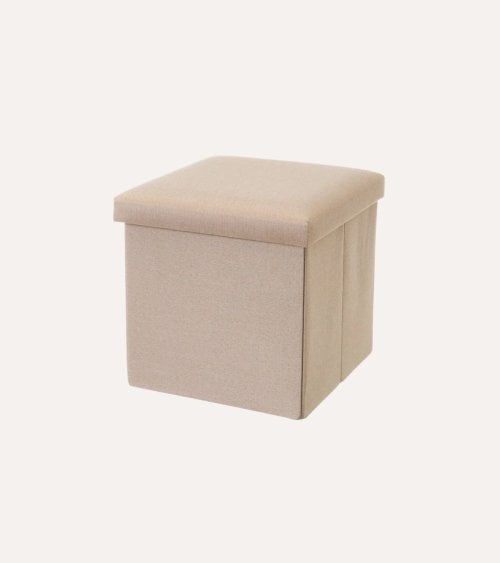 Puff Plegable Efecto Lino de MDF y Poliéster