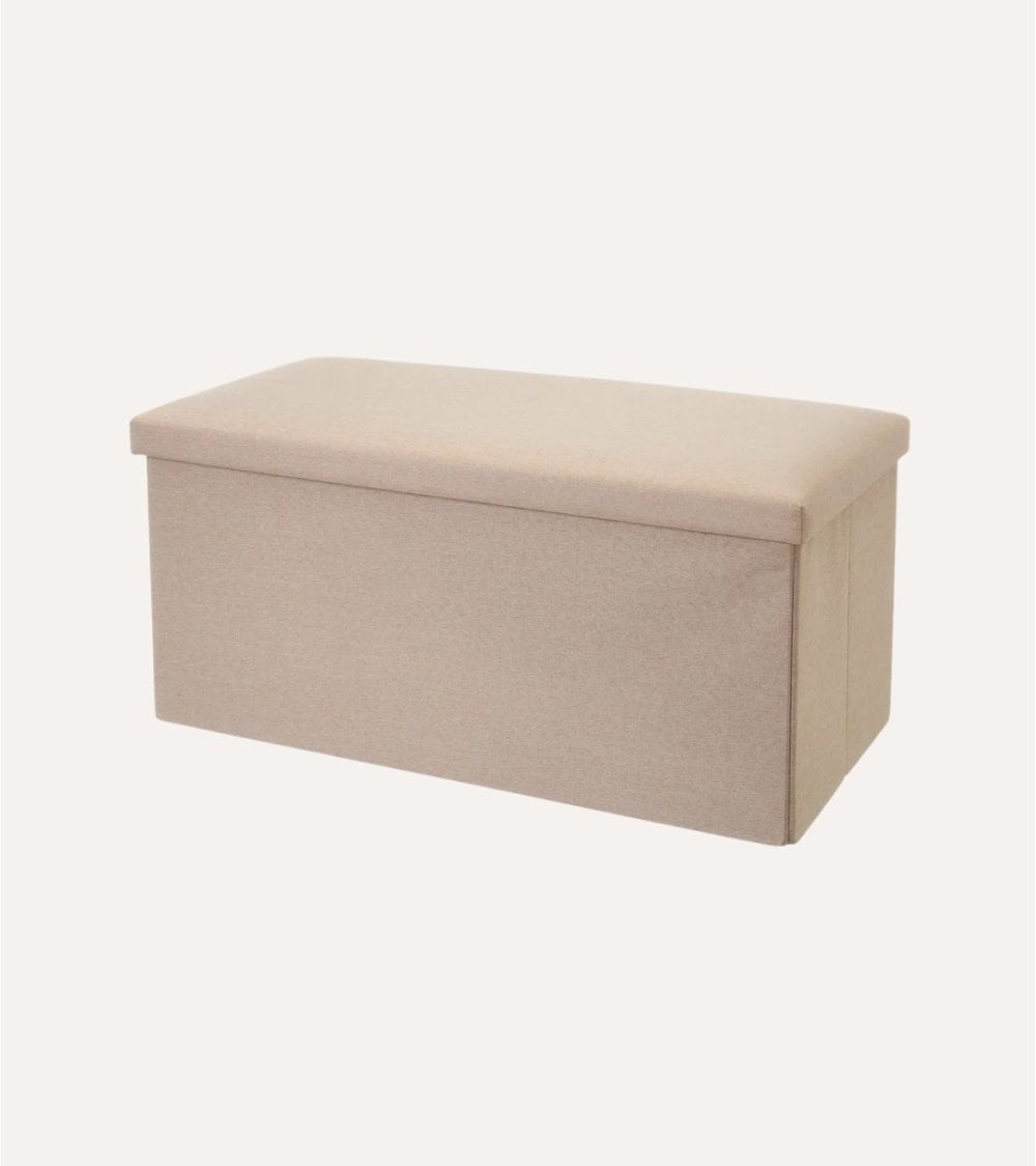 Puff Plegable Doble Efecto Lino de MDF y Poliéster