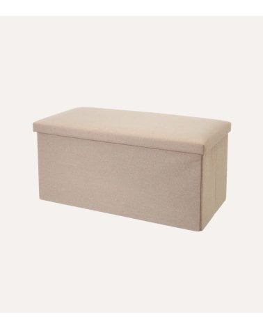 Puff Plegable Doble Efecto Lino de MDF y Poliéster