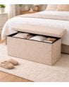 Puff Plegable Doble Efecto Lino de MDF y Poliéster