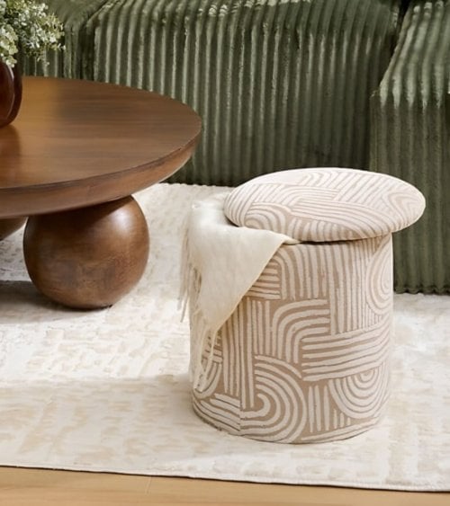 Puff Arcón Nubo de Chenilla y MDF