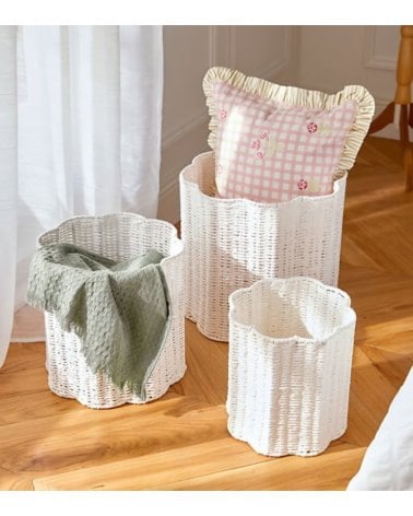 Cesta Bloomy con Forma de Flor de Papel Tejido