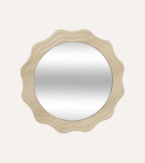 Espejo de Pared Redondo Charlie con Ondas de MDF
