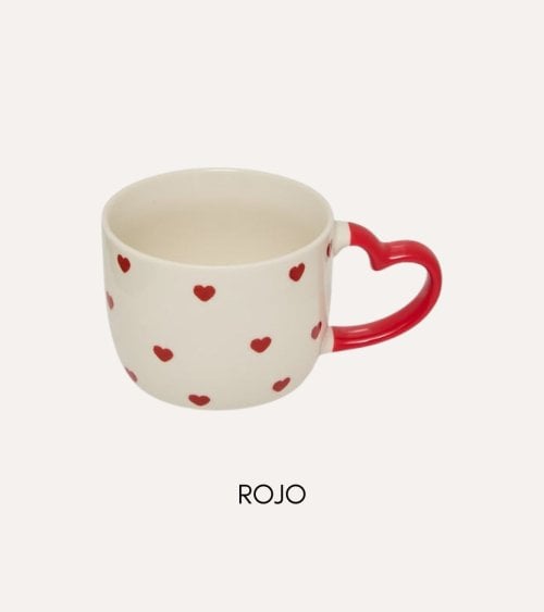 Taza Mug Valentine con Asa de Corazón de Porcelana