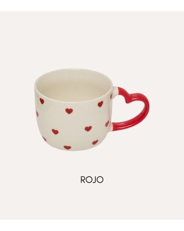 Taza Mug Valentine con Asa de Corazón de Porcelana