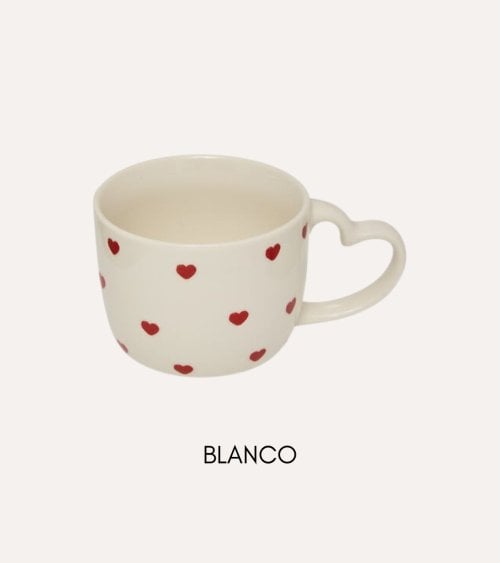 Taza Mug Valentine con Asa de Corazón de Porcelana