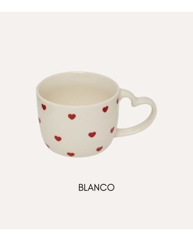Taza Mug Valentine con Asa de Corazón de Porcelana