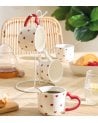 Set de 4 Tazas Mug Valentine con Asa de Corazón y Soporte