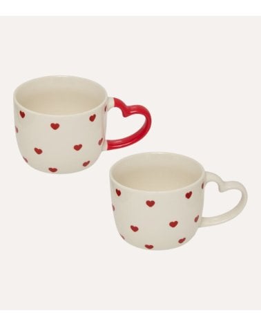 Set de 4 Tazas Mug Valentine con Asa de Corazón y Soporte