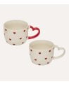 Set de 4 Tazas Mug Valentine con Asa de Corazón y Soporte