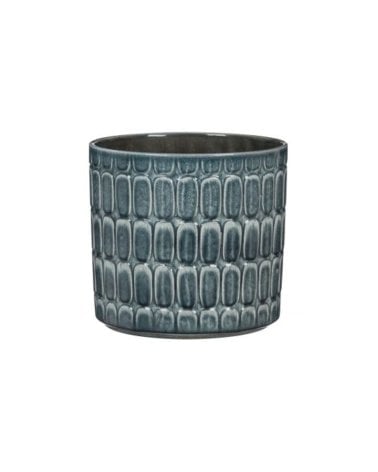 Maceta de Cerámica Redonda con Diseño en Relieve-1