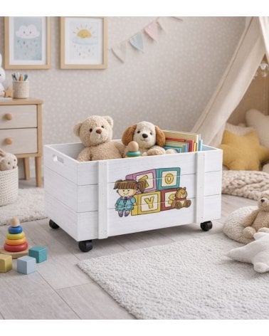 Caja Infantil Doll Toys con Ruedas de Madera de Paulownia