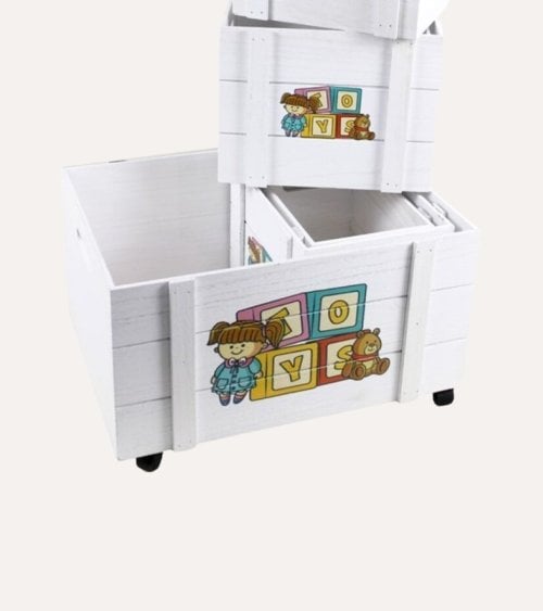 Caja Infantil Doll Toys con Ruedas de Madera de Paulownia