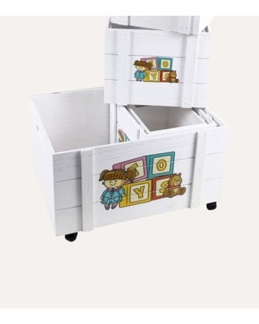 Caja Infantil Doll Toys con Ruedas de Madera de Paulownia