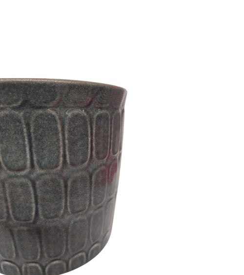 Maceta de Cerámica Redonda con Diseño en Relieve-2