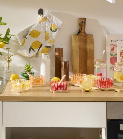 Set de Cuenco de Aperitivo Fruity con Cuchara y Base de Bambú