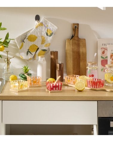 Set de Cuenco de Aperitivo Fruity con Cuchara y Base de Bambú