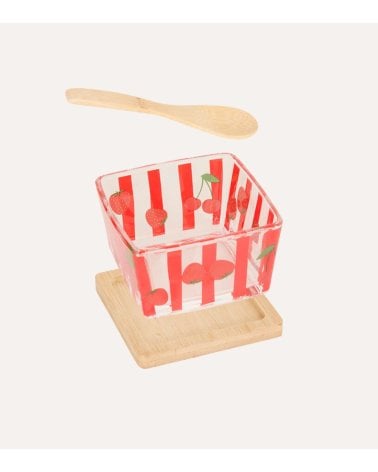 Set de Cuenco de Aperitivo Fruity con Cuchara y Base de Bambú
