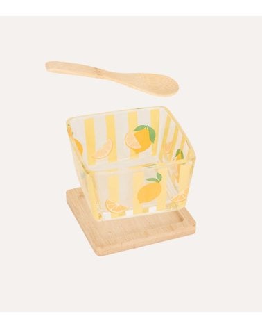 Set de Cuenco de Aperitivo Fruity con Cuchara y Base de Bambú