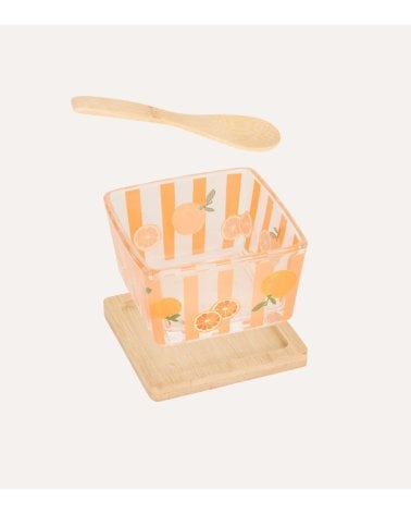 Set de Cuenco de Aperitivo Fruity con Cuchara y Base de Bambú