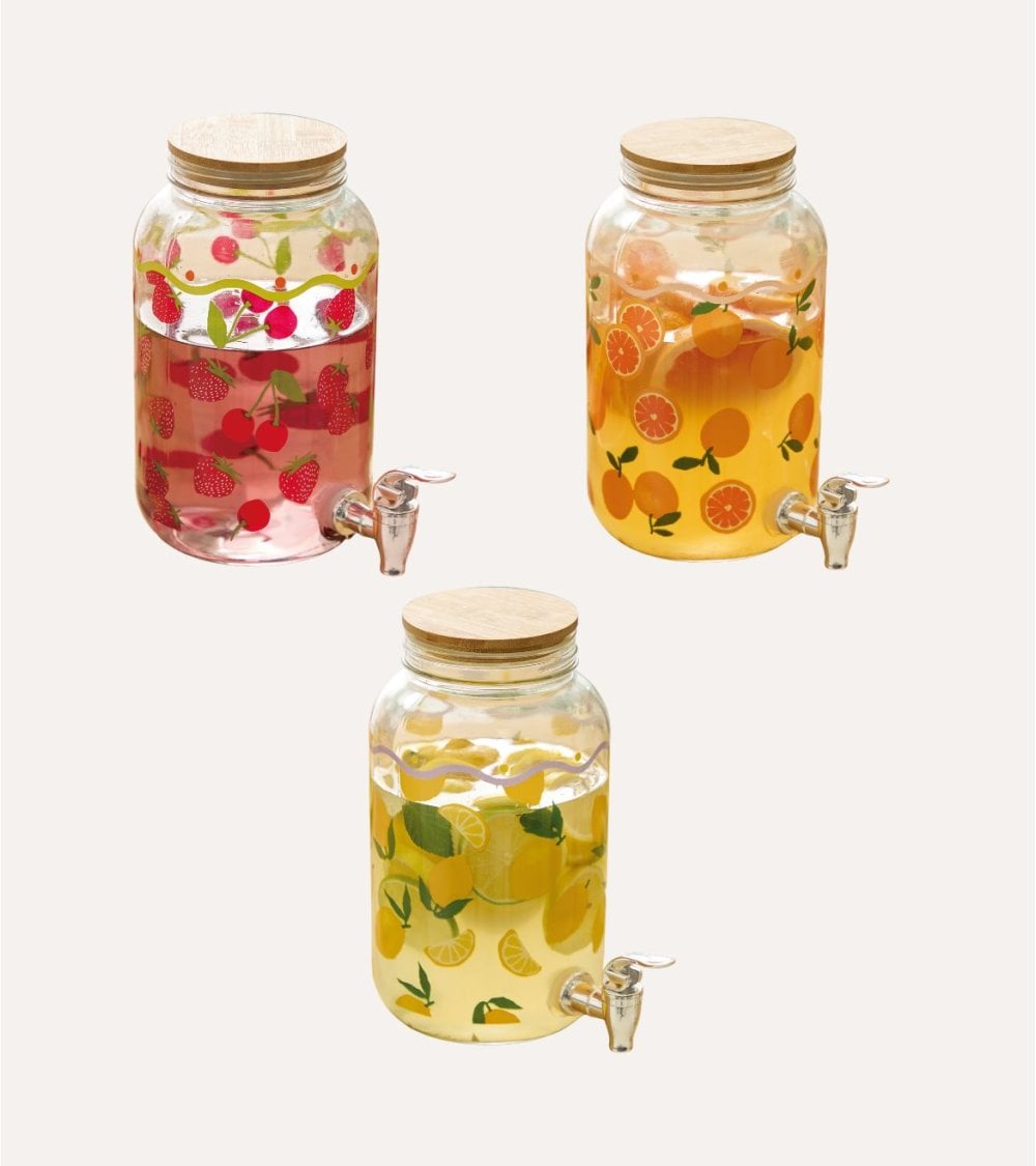 Dispensador de Bebidas Fruity de Vidrio