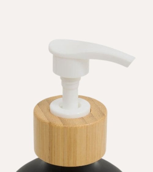 Set de 3 Dispensadores de Jabón de Vidrio con Base de Bambú