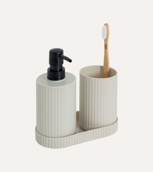 Set de Baño de Dispensador de Jabón y Vaso de Plástico