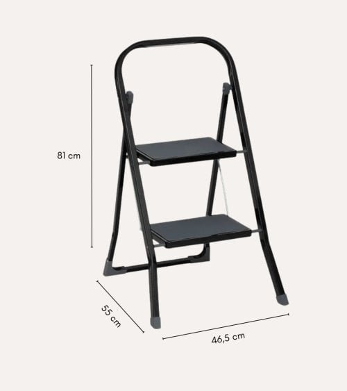 Taburete Plegable con 2 Peldaños de Metal