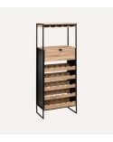Mueble de Bar Aliaj Botellero y Colgador de Copas de Acero y MDF