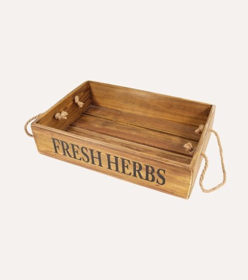 Caja Fresh Herbs con Asas de Madera Maciza