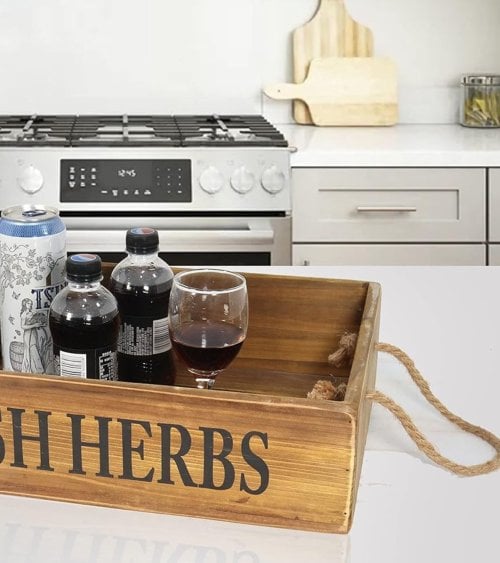 Caja Fresh Herbs con Asas de Madera Maciza