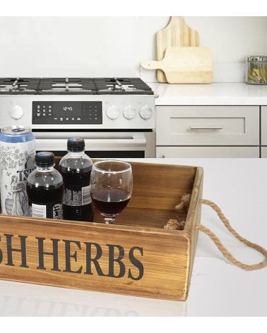 Caja Fresh Herbs con Asas de Madera Maciza