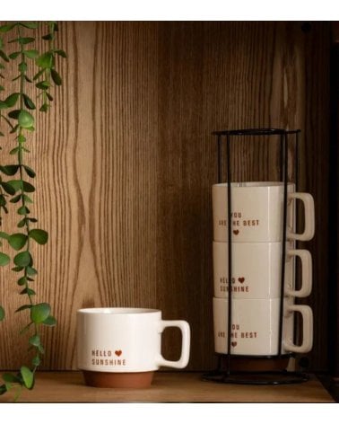 Set de 4 Tazas Mug Mensaje de Cariño con Soporte de Metal