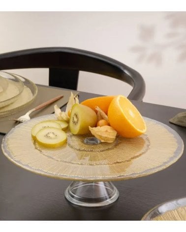 Plato Expositor para Tartas Celeste con Base de Vidrio