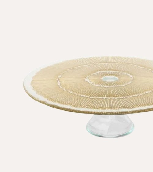 Plato Expositor para Tartas Celeste con Base de Vidrio