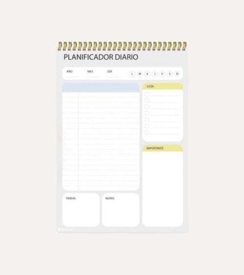 Planificador Diario con Espiral y Tapa